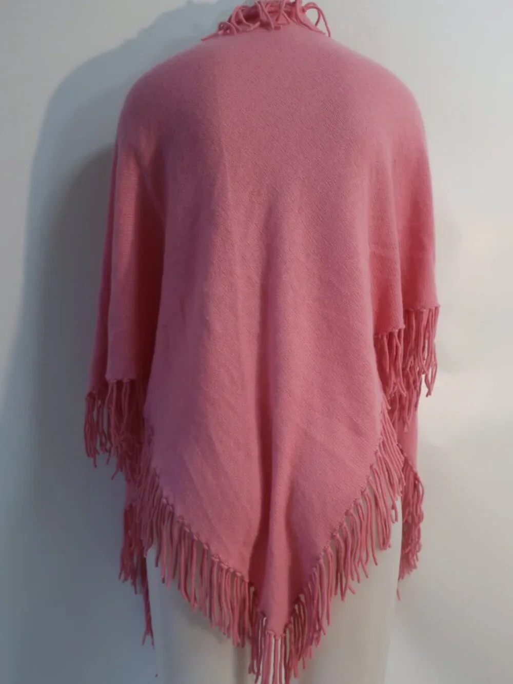 Womens Minnie Rose 100% Cashmere Pink Fringe Shawl